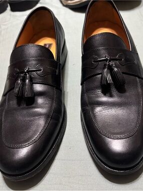 Johnston & Murphy Black Leather Tassel Loafers